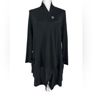 BOBEAU / Black Asymmetrical Wrap Cardigan / Small